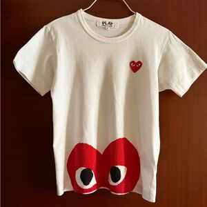 Comme des Garcons PLAY White Tee with Red Heart
